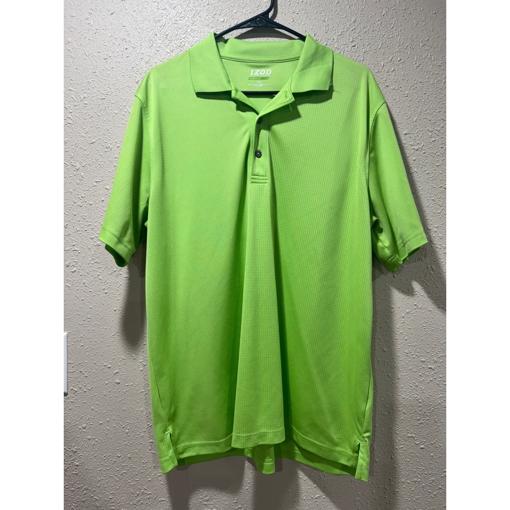 IZOD Golf PerformX Polo Shirt‎ Mens Large Lime Green Textured Short Sleeve L